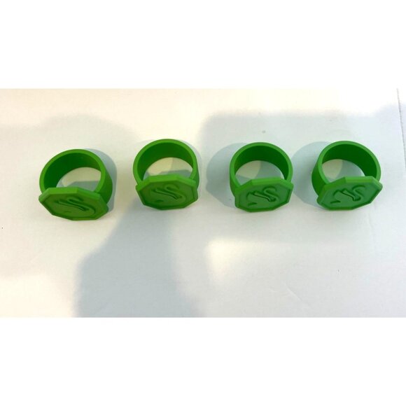 Swarovski 2025 Logo Green Ceramic Napkin Rings Set of 4 New in Box - Picture 6 of 15